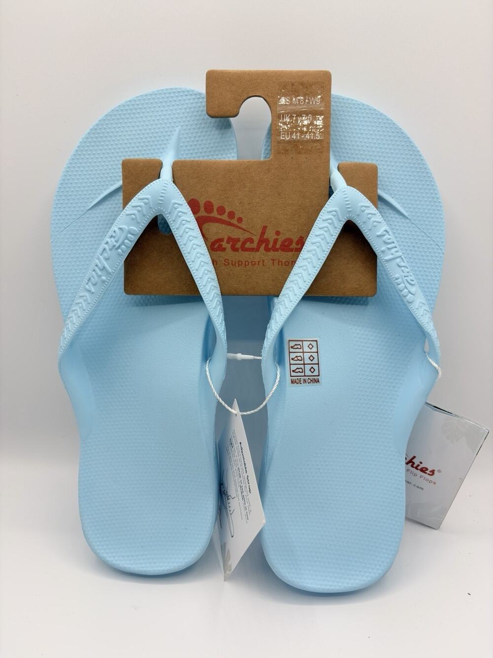 Archies Flip Flop Sandal Unisex Sz M 8 W 9 Light Blue Arch Support Therapy NWT